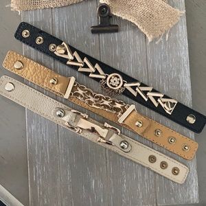 Italian Leather Bracelets with Rockstuds & Chains (3) Large-Garavani Influenced